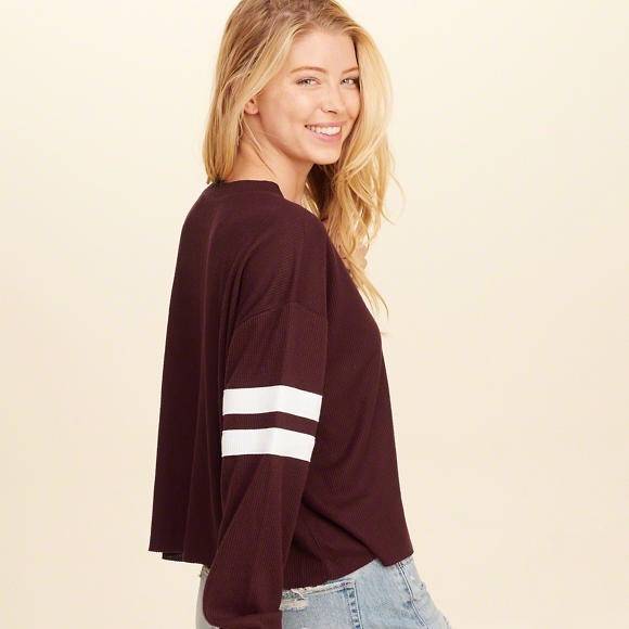 burgundy waffle t-shirt - Picture 2 of 2